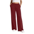 thumbnail image 1 of VBVC Women's Side Stripe Wide Leg Pants , Drawstring Track Pants For Women , Ladies' Casual Lounge Sweatpants with Pockets, Wine , S-2XL, 1 of 7