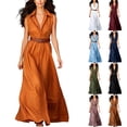 thumbnail image 1 of VBVC Women's Sleeveless Button Down Maxi Dress , Ladies' Collared V-Neck Long Dress , Casual Summer A-Line Vacation Dresses For Women,Army Green,S-3XL, 1 of 9