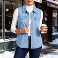 thumbnail image 1 of VBVC Women's Sleeveless Curved Hem Denim Vest , Button Down Jean Vest For Women, S-2XL, 1 of 8