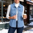 thumbnail image 1 of VBVC Women's Sleeveless Curved Hem Denim Vest , Button Down Jean Vest For Women, S-2XL, 1 of 8