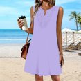 thumbnail image 1 of VBVC Women's Sleeveless Lace Insert Split Neck Dress , Ladies' Casual Loose Mini Tunic Dress , Summer Solid Color Shift Dress For Women, S-3XL, 1 of 5
