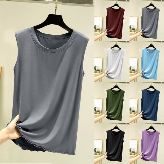 VBVC Women's Sleeveless Ruffle Hem Tank Top,Ladies Lightweight Breathable Tee,Summer Workout T-Shirt For Women,Black,S-2XL