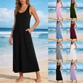 thumbnail image 1 of VBVC Women's Sleeveless Stretchy Maxi Dress,Summer Tank Dress for Women,Ladies Slim Breathable Dress with Pockets,Black,S-2XL, 1 of 7