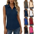 thumbnail image 1 of VBVC Women's Sleeveless Zip Up Shirts,Ladies Casual Collared Quick Dry Golf Tops,Slim Fit Summer Workout Daily Wear Blouse For Women,Blue,S-2XL, 1 of 7