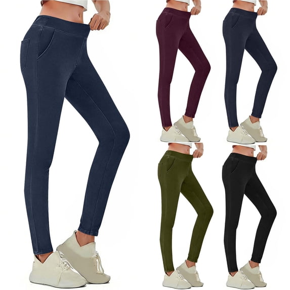 VBVC Women's Slim Denim-Look Pants,Stretchy Skinny Leggings For Women,Ladies Breathable Butt Lift Trousers with Pockets,Blue,S-2XL