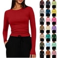 thumbnail image 1 of VBVC Women's Slim Fit Crew Neck Long Sleeve Top , Ladies' Stretch Soft Basic Tee , Casual Athletic Layering Shirt For Women, S-2XL, 1 of 8
