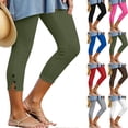 thumbnail image 1 of VBVC Women's Slim Side Slit Capri Leggings,Button Decor Cropped Yoga Pants For Women,Ladies Summer Butt Lift Workout Trousers with Pockets,Gray,S-2XL, 1 of 7