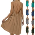 thumbnail image 1 of VBVC Women's Spaghetti Strap Backless Midi Dress,Ladies Tie Back Flowy Sundress,Summer Breathable Cover Up For Women,Wine,S-3XL, 1 of 7