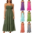thumbnail image 1 of VBVC Women's Spaghetti Strap Tiered Maxi Dress , Ladies' Square Neck Smocked Flowy Dress , Summer Beach Vacation Dresses For Women,Orange,S-2XL, 1 of 9