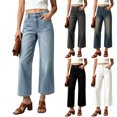 thumbnail image 1 of VBVC Women's Straight Leg Cropped Jeans with Pockets , High Waisted Washed Denim Pants For Women, XS-2XL, 1 of 6