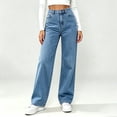 thumbnail image 1 of VBVC Women's Straight Leg Jeans with Pockets , High Waisted Washed Denim Pants For Women, XXS-3XL, 1 of 5
