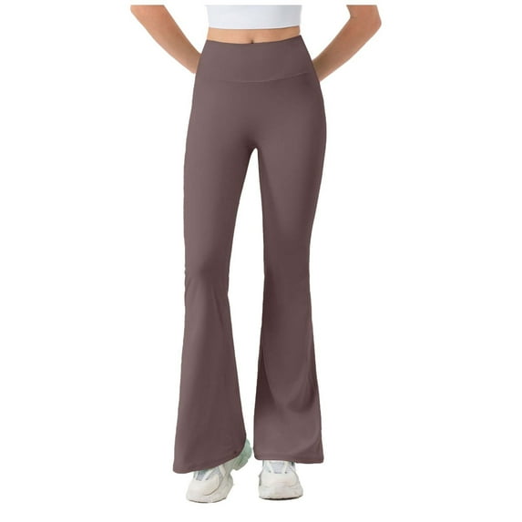 VBVC Women's Stretchy Butt Lift Yoga Pant,High Waisted Flare Leggings For Women,Ladies Pull On Bell Bottom Pants,Brown,Size S