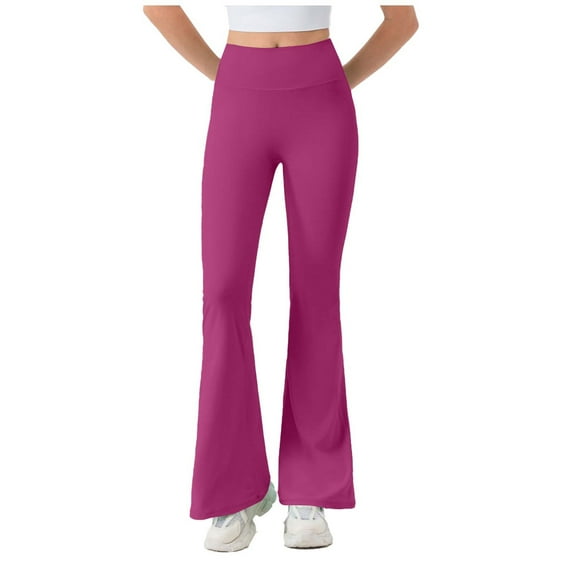 VBVC Women's Stretchy Butt Lift Yoga Pant,High Waisted Flare Leggings For Women,Ladies Pull On Bell Bottom Pants,Hot Pink,Size L
