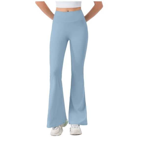 VBVC Women's Stretchy Butt Lift Yoga Pant,High Waisted Flare Leggings For Women,Ladies Pull On Bell Bottom Pants,Light Blue,Size M