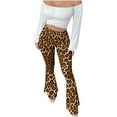 thumbnail image 1 of VBVC Women's Stretchy Leopard Flare Pants,Ladies Lightweight High-Waisted Trousers,Fashion Leggings For Women,Coffee,Size S, 1 of 9