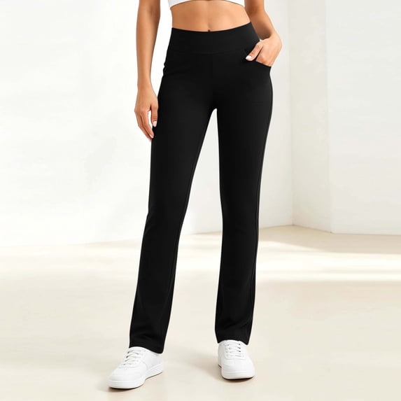 VBVC Women's Stretchy Straight Leg Yoga Pants , High Waisted Workout Leggings For Women , Ladies' Fall Winter Lounge Trousers with Pockets, S-2XL