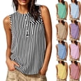 thumbnail image 1 of VBVC Women's Striped Henley Tank Top , Sleeveless Shirts For Women,Ladies' Casual Button Front Blouse with Pockets,Pink,S-2XL, 1 of 10