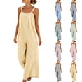 thumbnail image 1 of VBVC Women's Striped Sleeveless Jumpsuit , Spaghetti Strap Wide Leg Romper For Women , Ladies' Casual Loose One Piece Outfit with Pockets,Green,S-2XL, 1 of 7