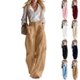 thumbnail image 1 of VBVC Women's Suspender Wide Leg Pants,High Waisted Button Front Trousers For Women,Ladies Lightweight Summer Work Overalls Pants with Pockets,Navy,S-2XL, 1 of 7
