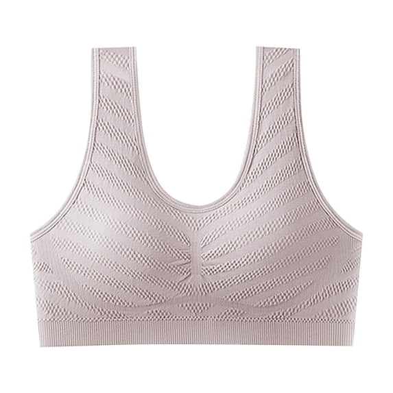 VBVC Women's Textured Seamless Wireless Bra,Ladies Full Coverage Bralette,Supportive Racerback Lingerie For Women,Beige,Size XL
