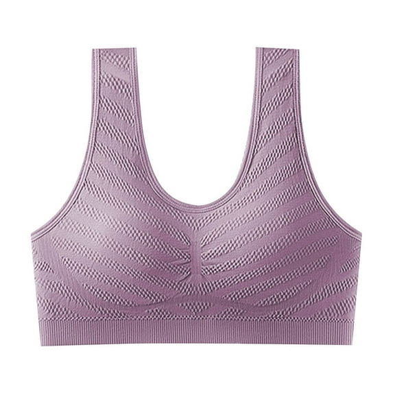 VBVC Women's Textured Seamless Wireless Bra,Ladies Full Coverage Bralette,Supportive Racerback Lingerie For Women,Pink,Size L