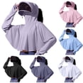 thumbnail image 1 of VBVC Women's UPF 50+ Full Face Cover Sun Protection Hoodie,Ladies Breathable Zip Up Cape Jacket,Outdoor Driving Cycling Coat For Women,Blue,Free Size, 1 of 8
