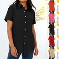 thumbnail image 1 of VBVC Women's UPF 50+ Short Sleeve Sun Protection Shirt , Ladies Quick Dry Button Down Blouse , Hiking Travel Casual Work For Women, Red , S-3XL, 1 of 10