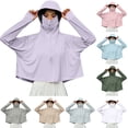 thumbnail image 1 of VBVC Women's UPF 50+ Sun Protection Hoodie,Ladies Full Face Cover Long Sleeve Cooling Jacket,Quick Dry Lightweight Outdoor Hiking Sun Shirt for Women,Army Green,Free Size, 1 of 7