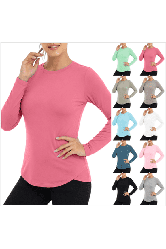 Women's UPF 50+ Sun Protection Long Sleeve Shirt,Ladies' Curved Hem UV Protection Tee,Quick Dry Athletic Running Hiking Top For Women,Beige,S-3XL