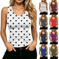 thumbnail image 1 of VBVC Women's V Neck Polka Dot Ribbed Tank Tops , Ladies' Slim Fit Sleeveless Summer Shirts , Stretchy Fitted Layering Basic Tees For Women,White,S-2XL, 1 of 8