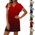 thumbnail image 1 of VBVC Women's V-Neck Short Sleeve T-Shirt Dress,Ladies Gradient Tunic Dress,Summer Elegant Work Breathbale Mini Dress For Women,Gray,S-2XL, 1 of 6