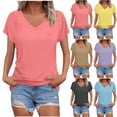 thumbnail image 1 of VBVC Women's V-Neck Short Sleeve T-Shirt,Ladies Dressy Casual Basic Tee,Summer Breathable Tops For Women,Khaki,S-2XL, 1 of 8