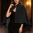thumbnail image 1 of VBVC Women's Velvet Bowknot Cape Shawl , Ladies' Elegant Mock Neck Evening Wrap Poncho, Short Wedding Guest Cloak Coat For Women, Black , Free Size, 1 of 8