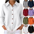 thumbnail image 1 of VBVC Women's Waffle Button Down Shirt , Long Sleeve Collared Top For Women , Ladies' Lightweight Casual Work Blouse, Black , S-2XL, 1 of 8