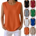 thumbnail image 1 of VBVC Women's Waffle Crew Neck Tank Top , Ladies' Soft Stretchy Loose Casual Camisole , Summer Sleeveless Breathable Tops For Women,Green,S-2XL, 1 of 8