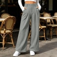 thumbnail image 1 of VBVC Women's Waffle Wide Leg Pants , Pleated High Waisted Trousers For Women , Ladies' Pull On Work Pants with Pockets, Gray , S-3XL, 1 of 6