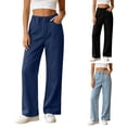 thumbnail image 1 of VBVC Women's Wide Leg Jeans with Pockets , Elastic Waist Pull On Denim Pants For Women, XS-XL, 1 of 7
