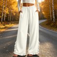 thumbnail image 1 of VBVC Women's Wide Leg Ruffle Hem Sweatpants , Drawstring Stretchy Trousers For Women , Ladies' Casual Lounge Pants with Pockets, S-2XL, 1 of 6