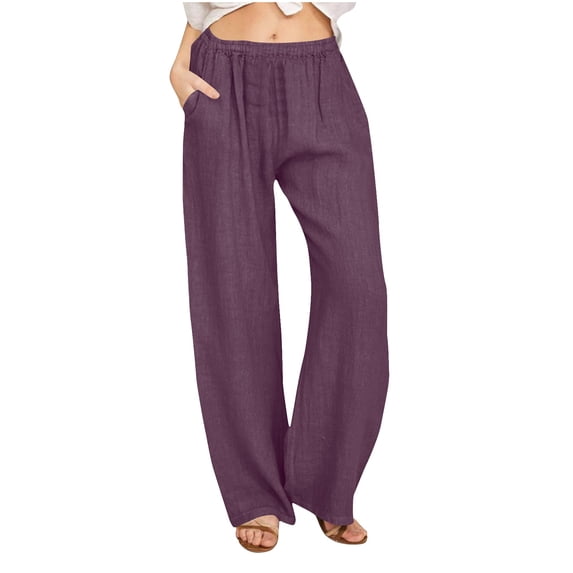 VBVC Women's Wide Leg Sweatpants,Summer Breathable Pants For Women,Ladies Lightweight Trousers with Pockets,Purple,Size L