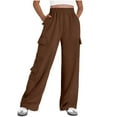 thumbnail image 1 of VBVC Women's Y2K Pull-On Cargo Sweatpant,Wide Leg Pant For Women,Ladies Stretch Trousers with Pockets,Brown,Size XL, 1 of 8