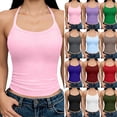 thumbnail image 1 of VBVC Women's Y2k Halter Neck Ribbed Tank Top,Ladies Slim Sleeveless Basic Cami,Going Out Tops For Women,Army Green,S-2XL, 1 of 6
