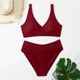 thumbnail image 1 of VBVC Womens Bikini Sets Two Piece Swimsuits Solid Color High Cut Bathing Suits Split Swimsuit, 1 of 6