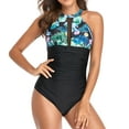 thumbnail image 1 of VBVC Womens One Piece Swimsuit High Neck Plus Size Overlay Print Swimwear Bathing Suit, 1 of 6