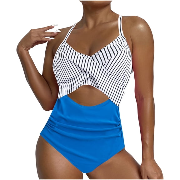 VBVC Womens One Piece Swimsuit Tummy Control High Cut Bathing Suit Sexy V Neck Criss Cross Monikini