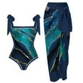 thumbnail image 1 of VBVC Womens One Piece Swimsuit with Beach Cover Up Wrap Skirt Retro Print Bikini Set Two Piece Bathing Suit, 1 of 6