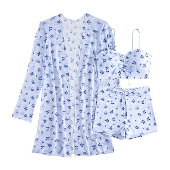 VBVC Womens Straps Halter Bikini Bathing Suit with Cover Up 3 Piece Swimsuits S-Xl