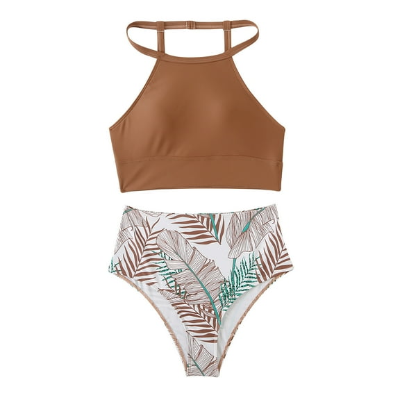 VBVC Womens Tummy Control Bathing Suits Modest High Waisted Bikini Sets Cute Halter 2 Piece Swimsuit