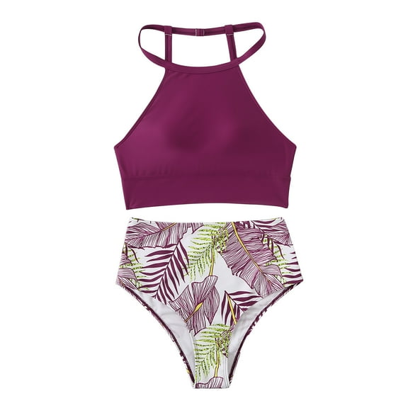 VBVC Womens Tummy Control Bathing Suits Modest High Waisted Bikini Sets Cute Halter 2 Piece Swimsuit