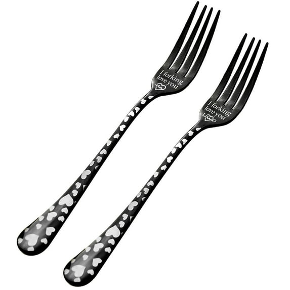 VBXOAE A Pair of Stainless Steel Dinner Forks-Unique Valentine's Day Gift for Your Partner,Perfect for Husband,Wife,and Family