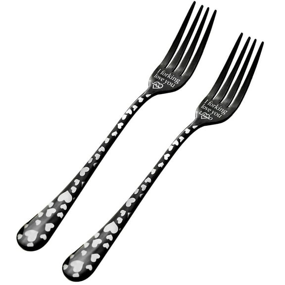 VBXOAE A Pair of Stainless Steel Dinner Forks-Unique Valentine's Day Gift for Your Partner,Perfect for Husband,Wife,and Family